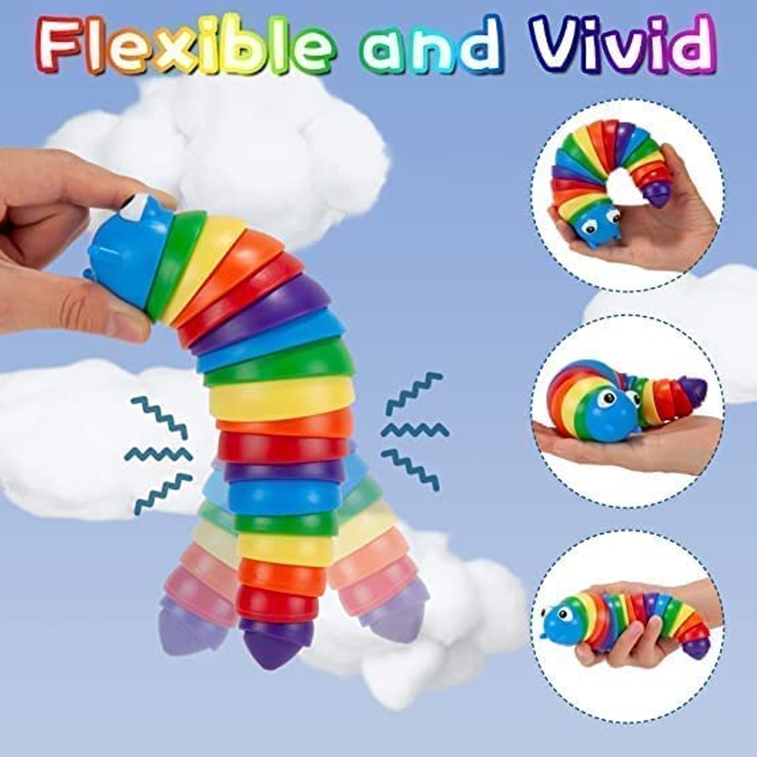 3D Rainbow Color Plastic Slug Fidget Toys, Stress Relieving Toy, Sensory Slug Toy for Boys and Girls, Finger slug Toy, for Autistic, Caterpillar Fidget Toys Stress Relief Gifts for Toddlers Kids Adults (1 Pc) 3D Rainbow Color Plastic Slug Fidget Toys, Stress Relieving Toy, Sensory Slug Toy for Boys and Girls, Finger slug Toy, for Autistic, Caterpillar Fidget Toys Stress Relief Gifts for Toddlers Kids Adults (1 Pc)
